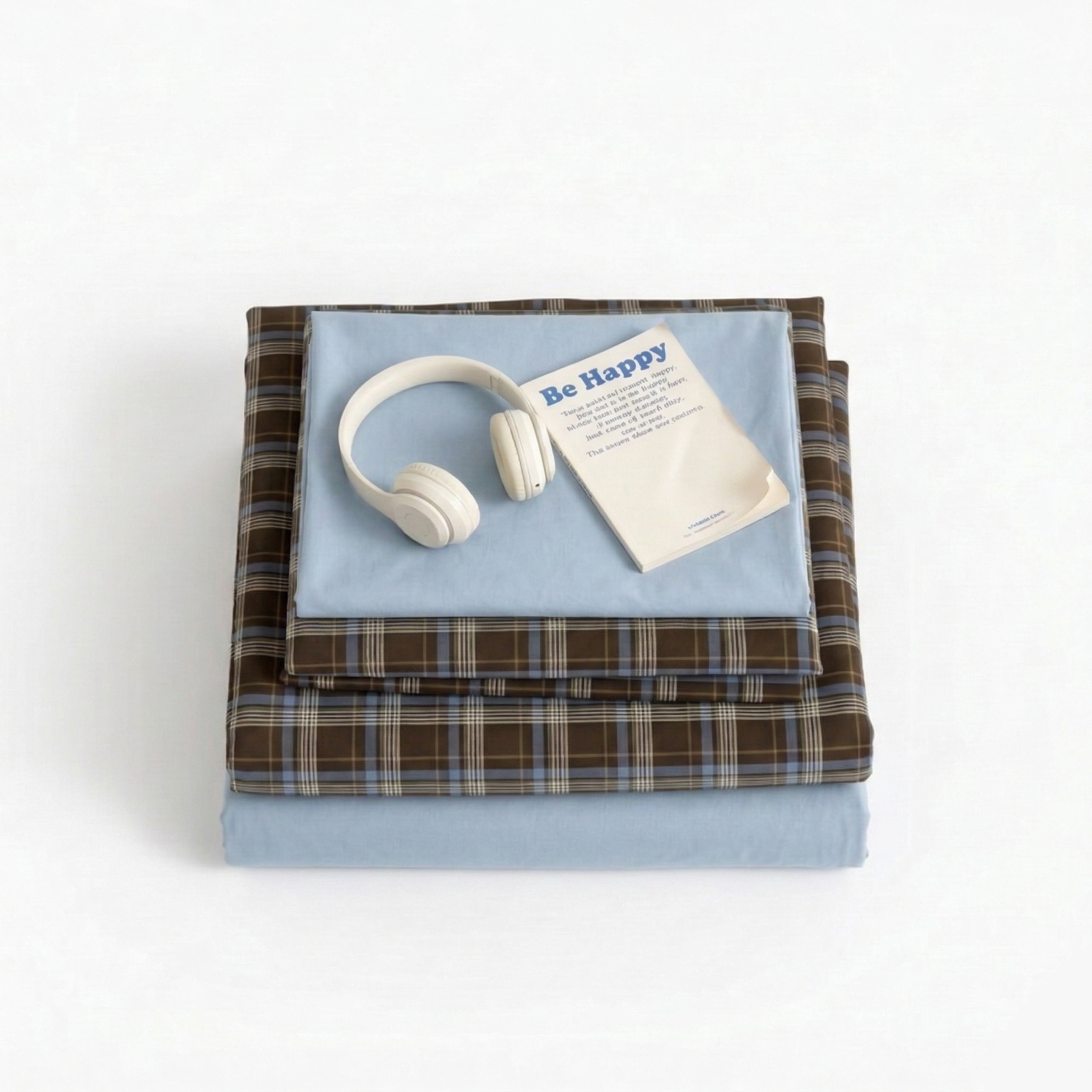 Blue/Brown Checkered Bedding Set