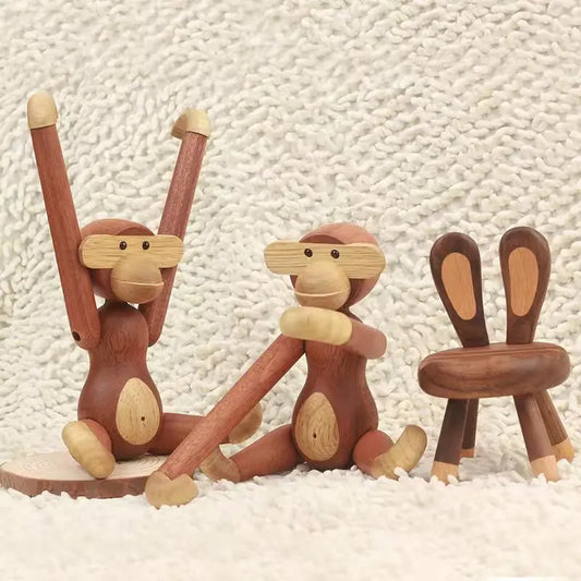 Wooden Monkey Figurine
