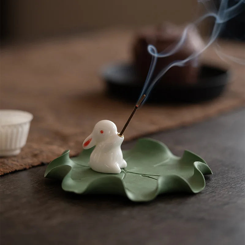 Rabbit and Leaf Incense Holder