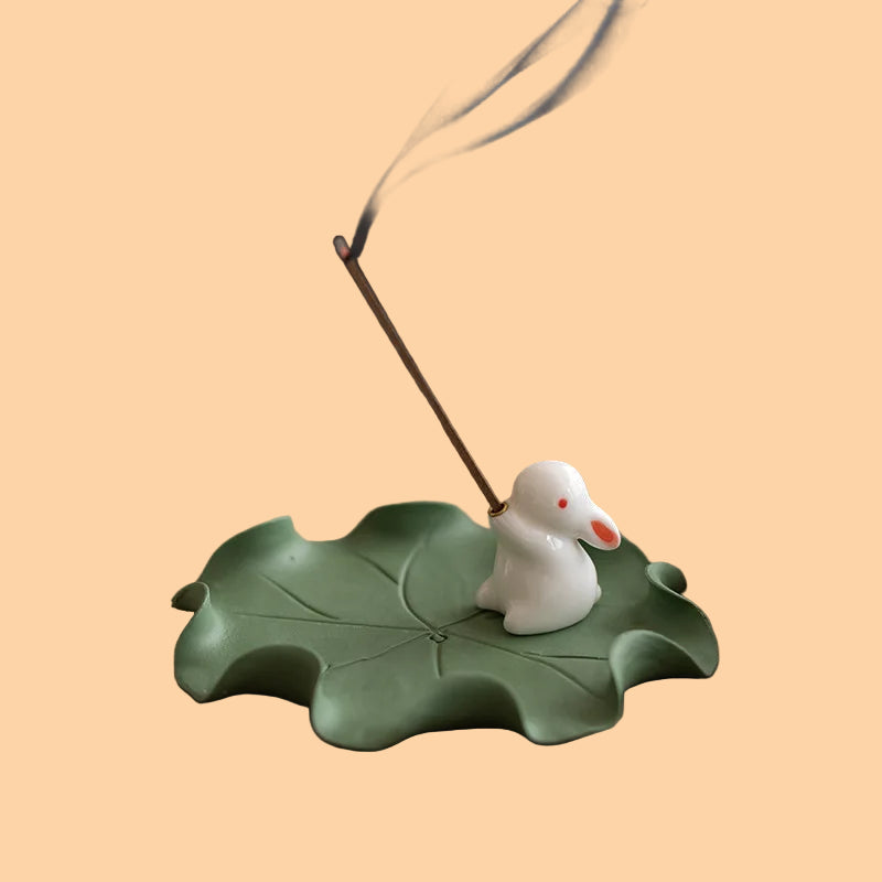Rabbit and Leaf Incense Holder